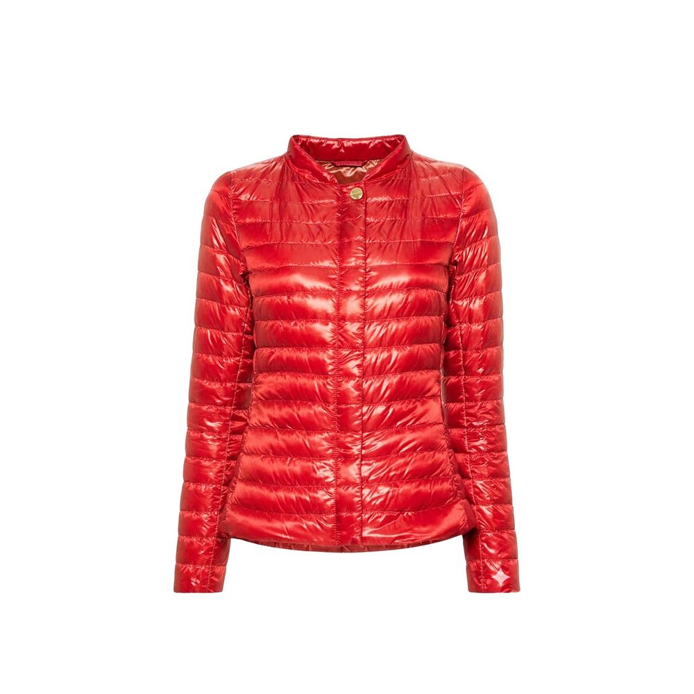 Quilted Lightweight Nylon Down Jacket — Red