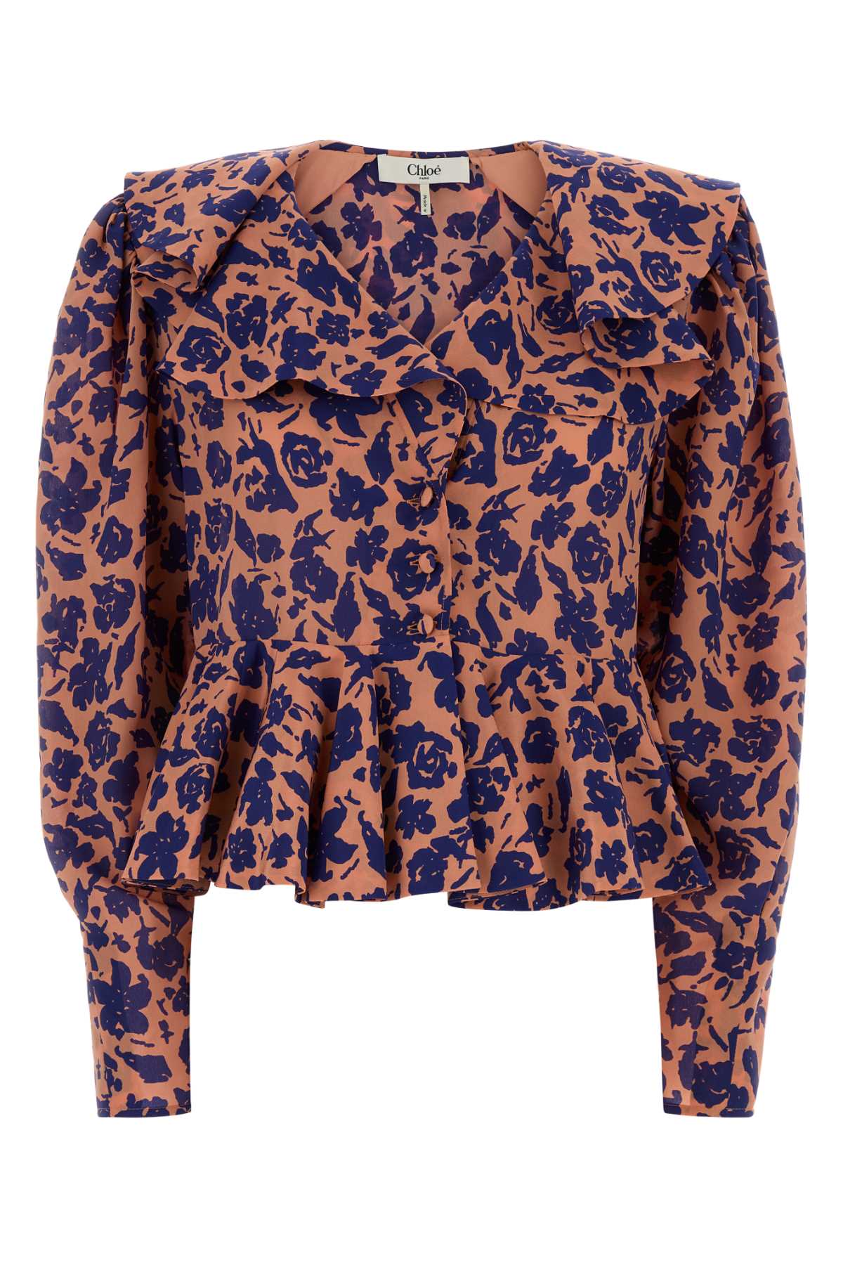 Floral Silk Blouse — Orange