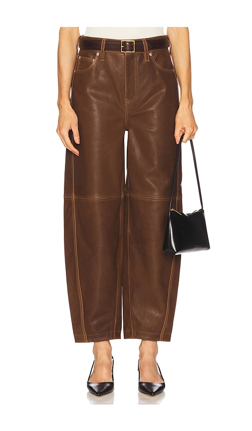 SIMKHAI Waldon Curved Leg Pant in Brown. - 2 also