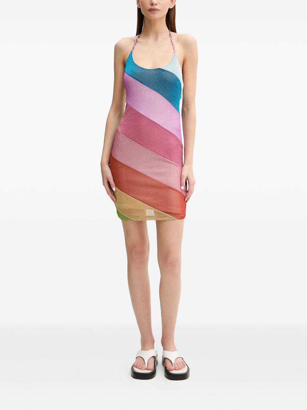Rainbow stripe mini dress - Pink