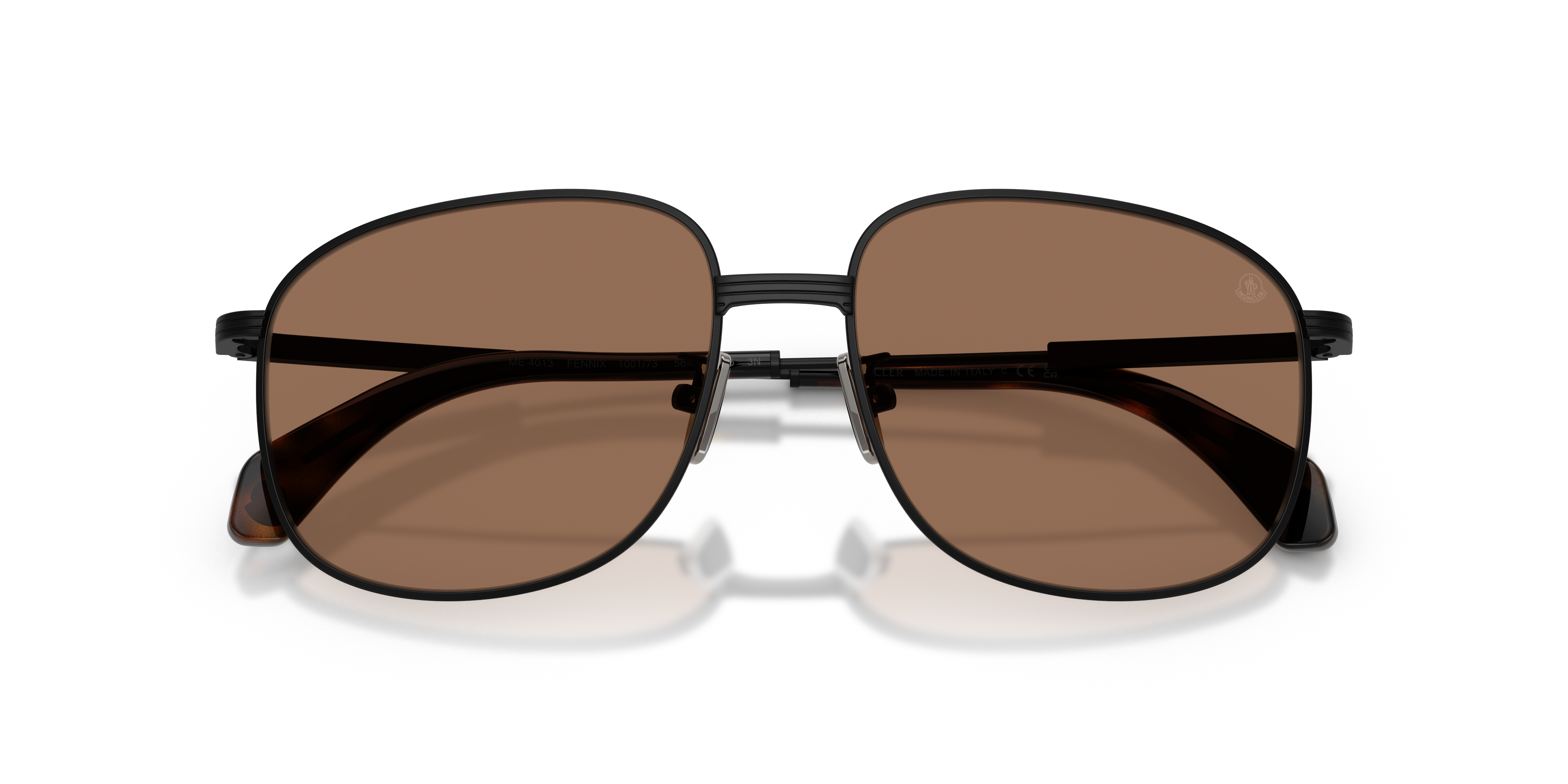 Moncler Unisex Moncler ME4013 FENNIX 100173 Gafas de sol Acero Negro Marrón Piloto Norma