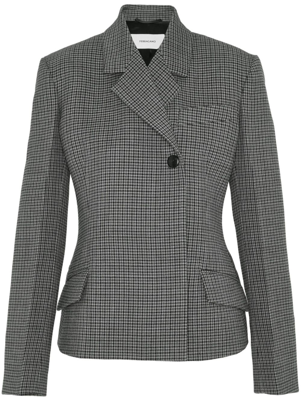 Shepherd's-check double-breasted blazer - Grey