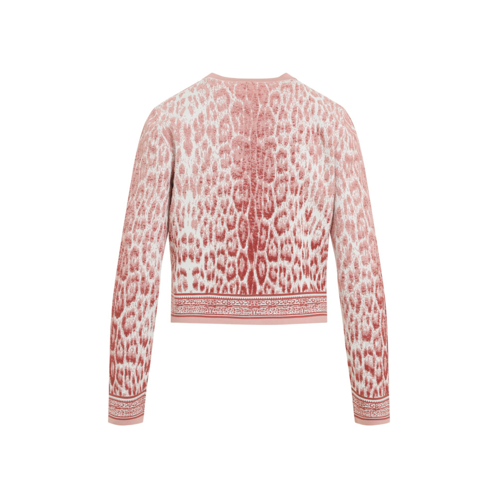 Pink Printed Round Neck Cardigan