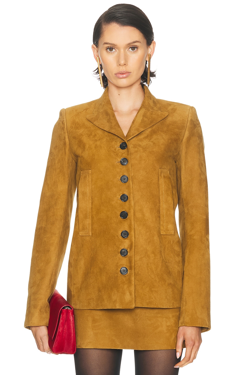 KHAITE Saraphina Jacket in Toffee - Mustard. 2 also in