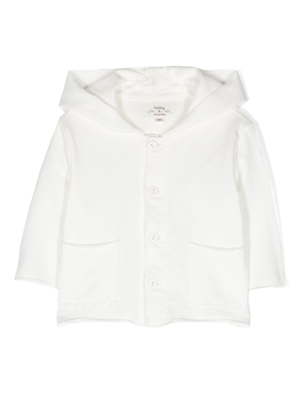 Hooded cotton cardigan - White