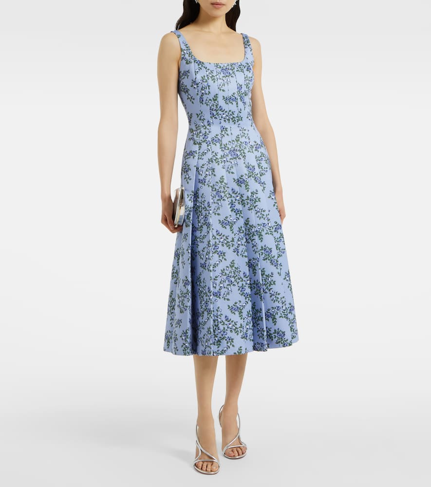 Adele floral pleated midi dress