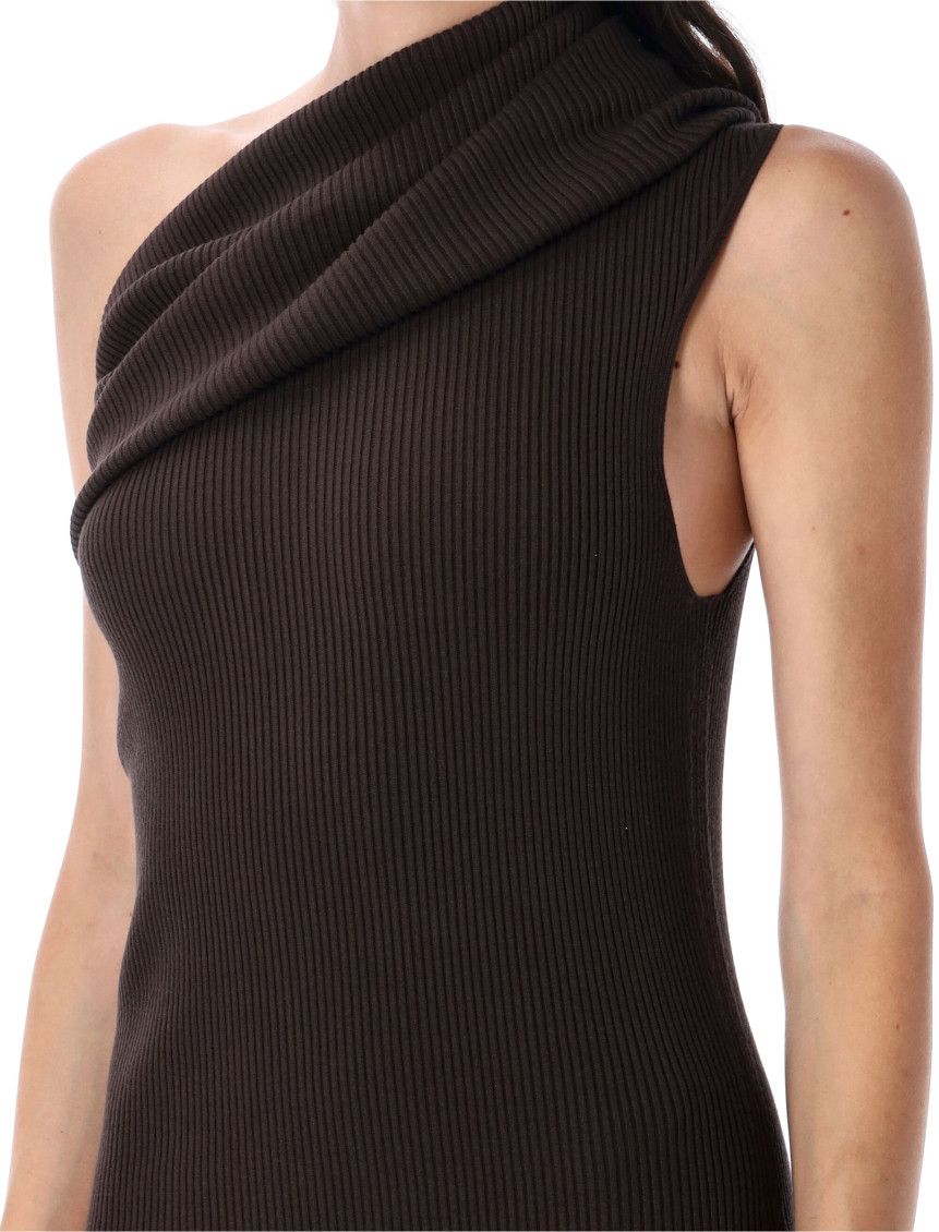 Athena Dress Compact Rib Knit Knitwear Brown