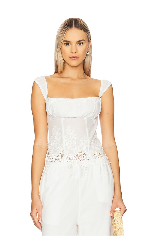 WeWoreWhat Wide Strap Ruched Cup Corset in Ivory.  6. Also in 0, 00, 12, 2