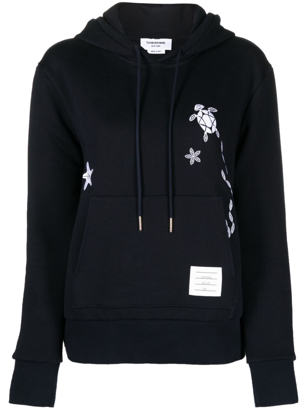 Nautical embroidery cotton hoodie - Blue