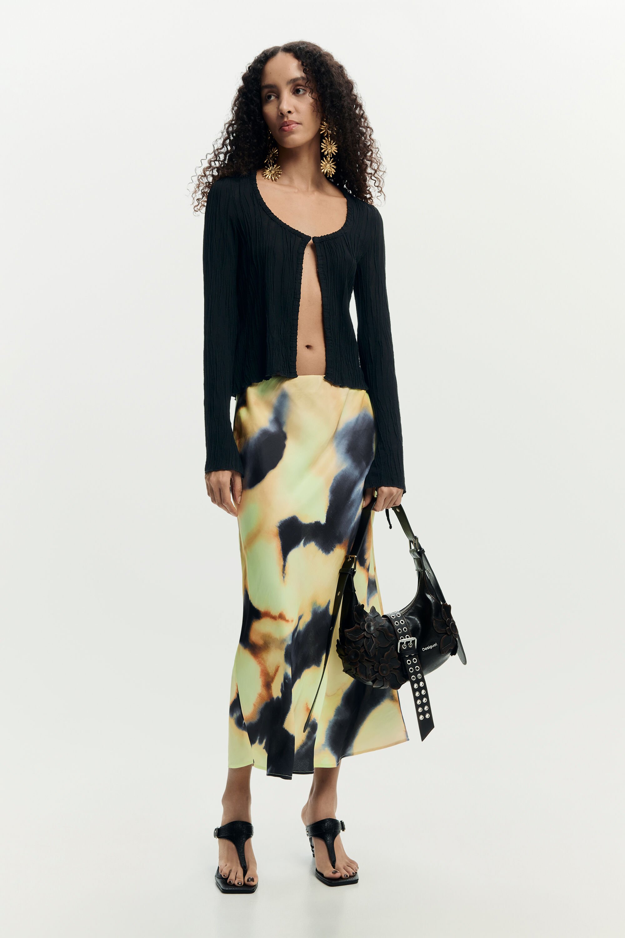 Printed midi skirt