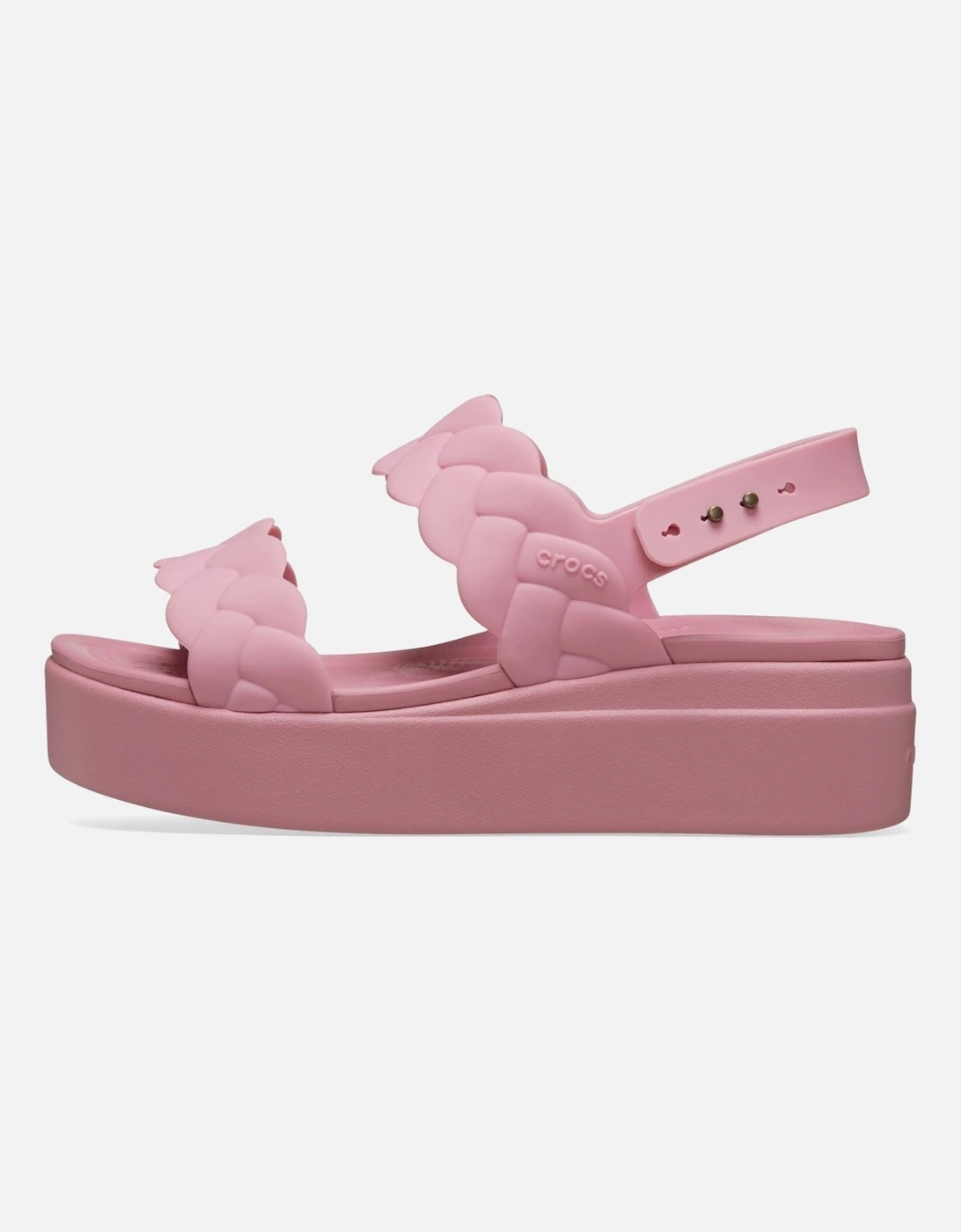 Crocs Women's Brooklyn Woven Womens Low Wedge Sandals - Pink