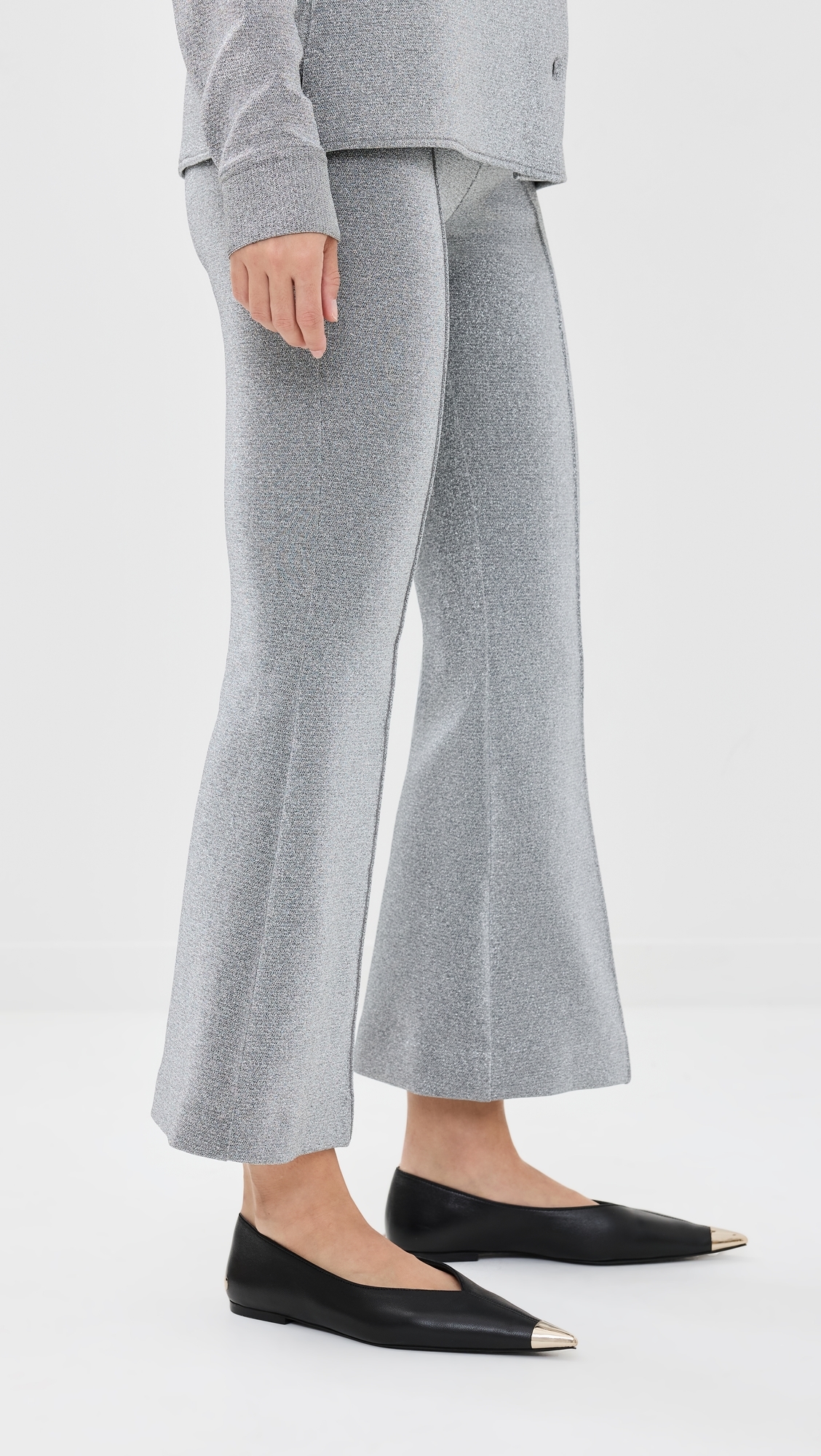 Pull-On Cropped Flare Pants Silver