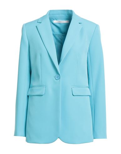 Woman Blazer Azure Size 8 Polyester, Elastane