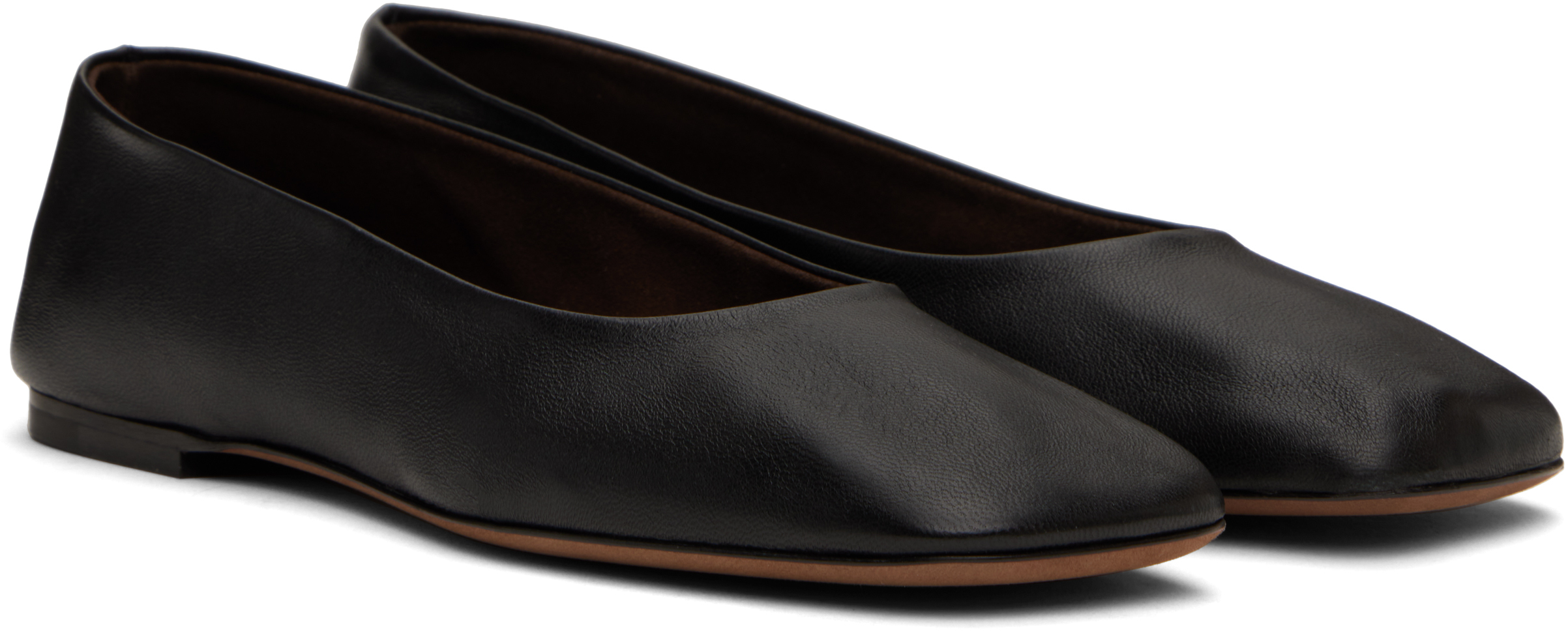 The Row Black Square Ballerina Flats