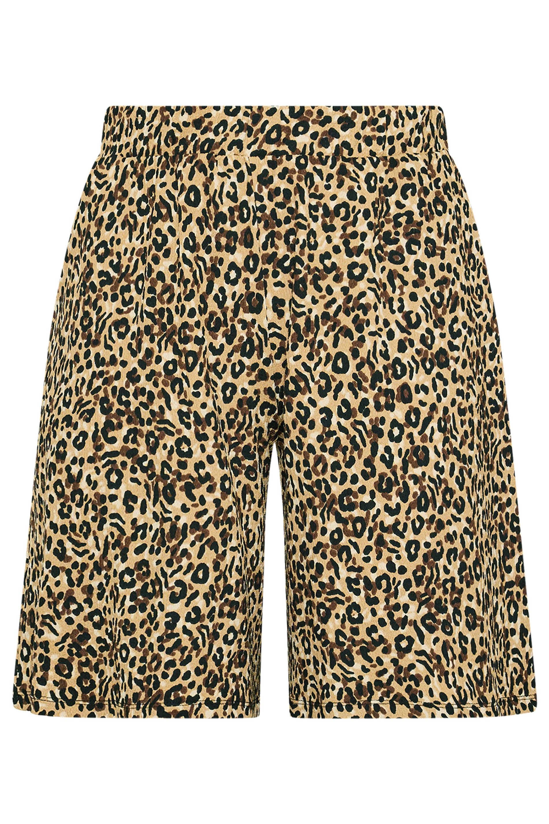 Yours Women's Leopard Print Textured Shorts in Brown