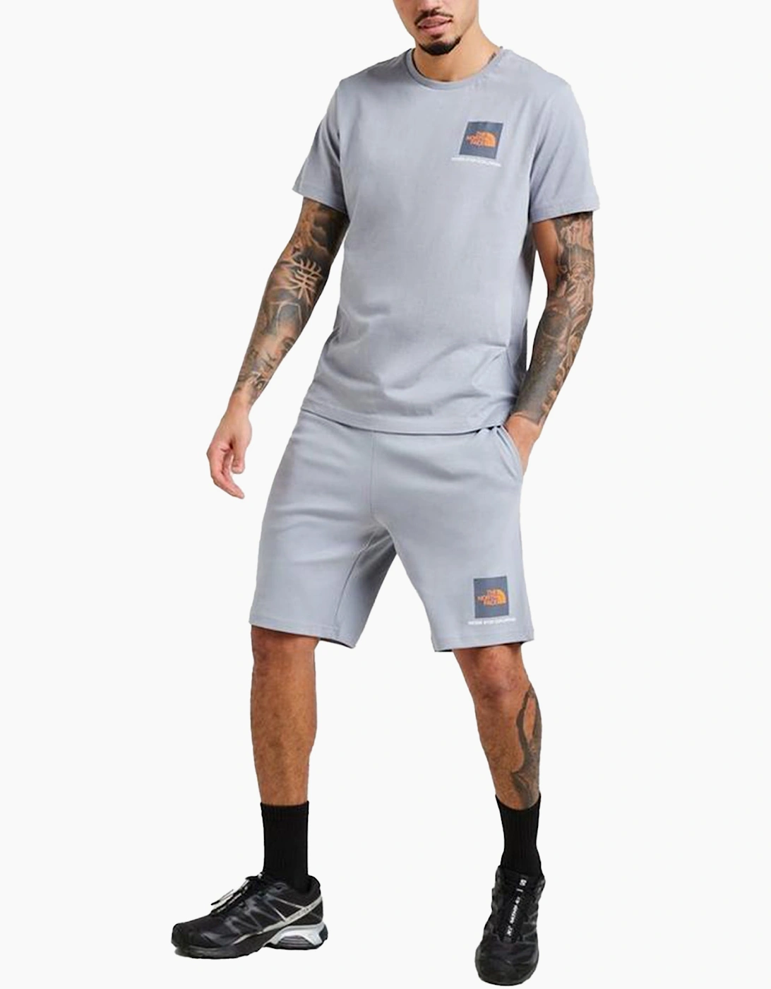 Men's The North Face Mens Small Box Co Ords Set Shorts Short Sleeve T Shirts - Grey