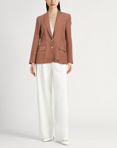 Woman Blazer Brown Size 10 Linen