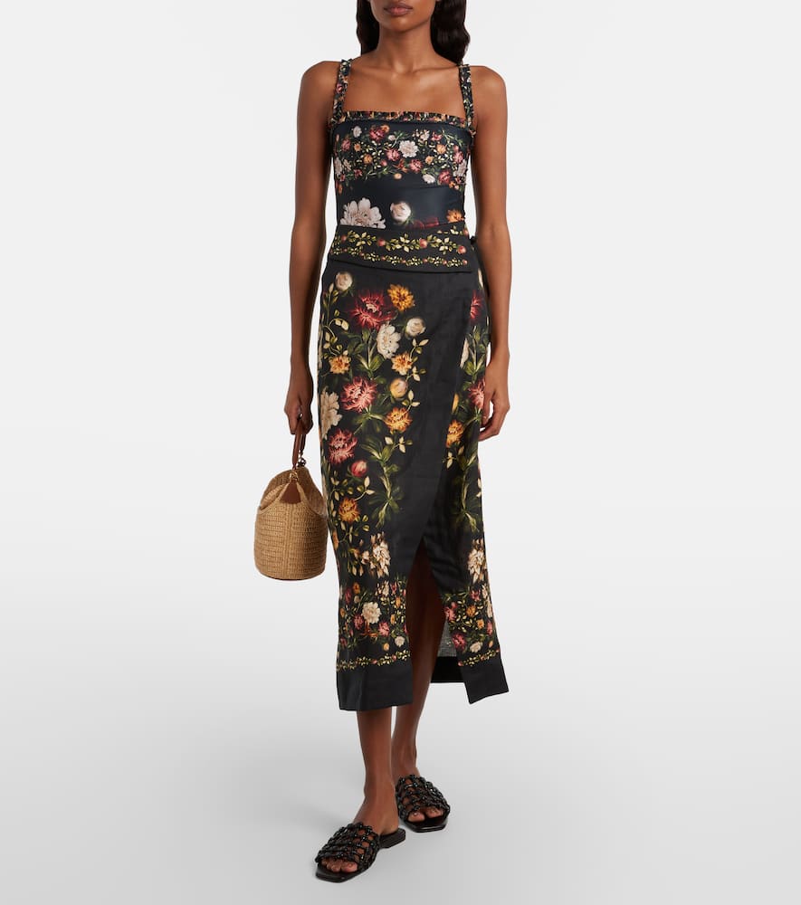 Tierra floral linen beach cover-up