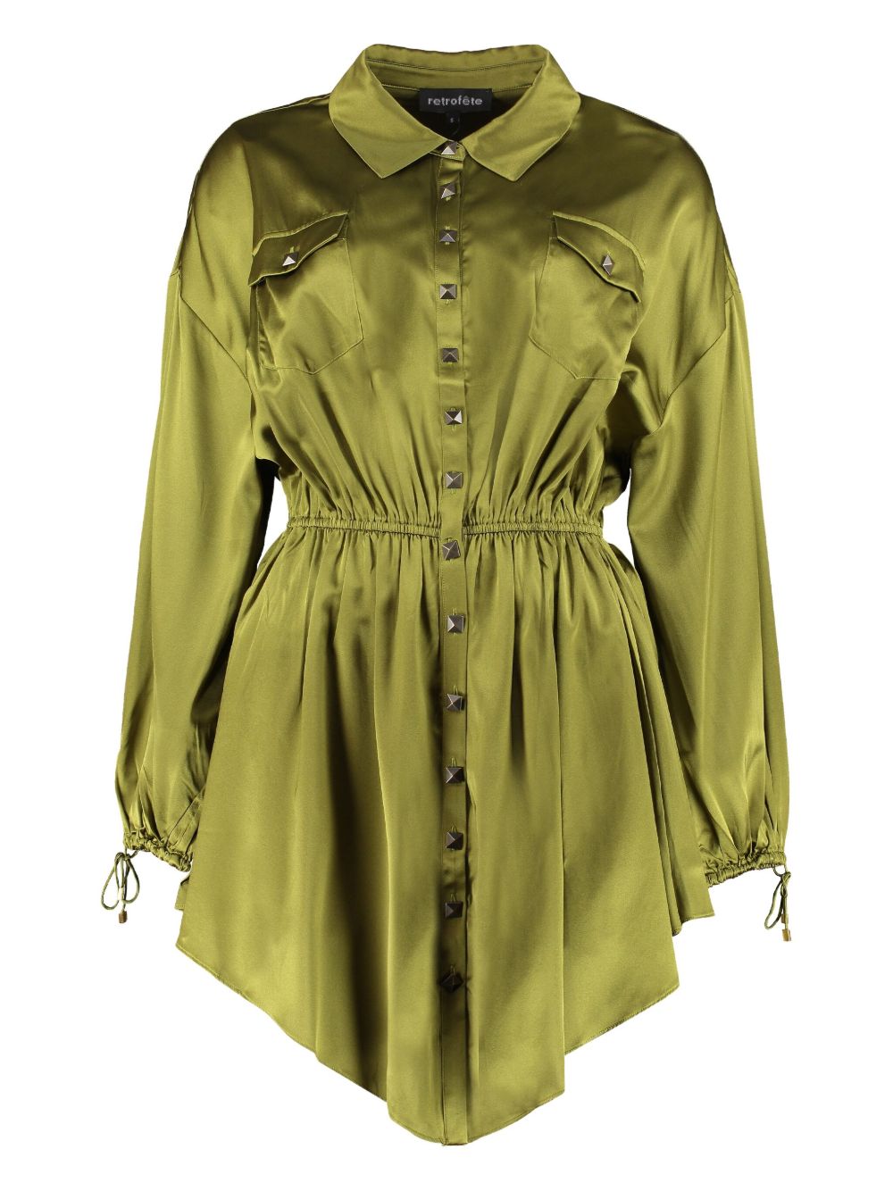 Satin button-up mini dress - Green