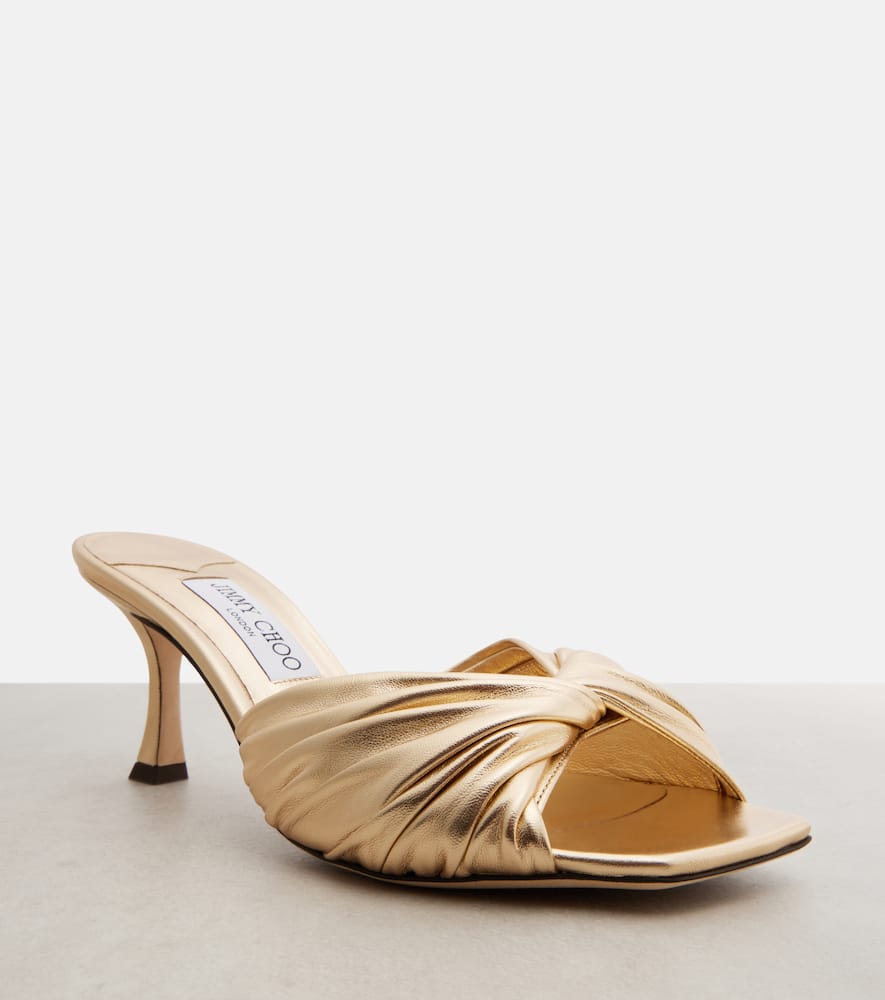 Skye metallic leather mules