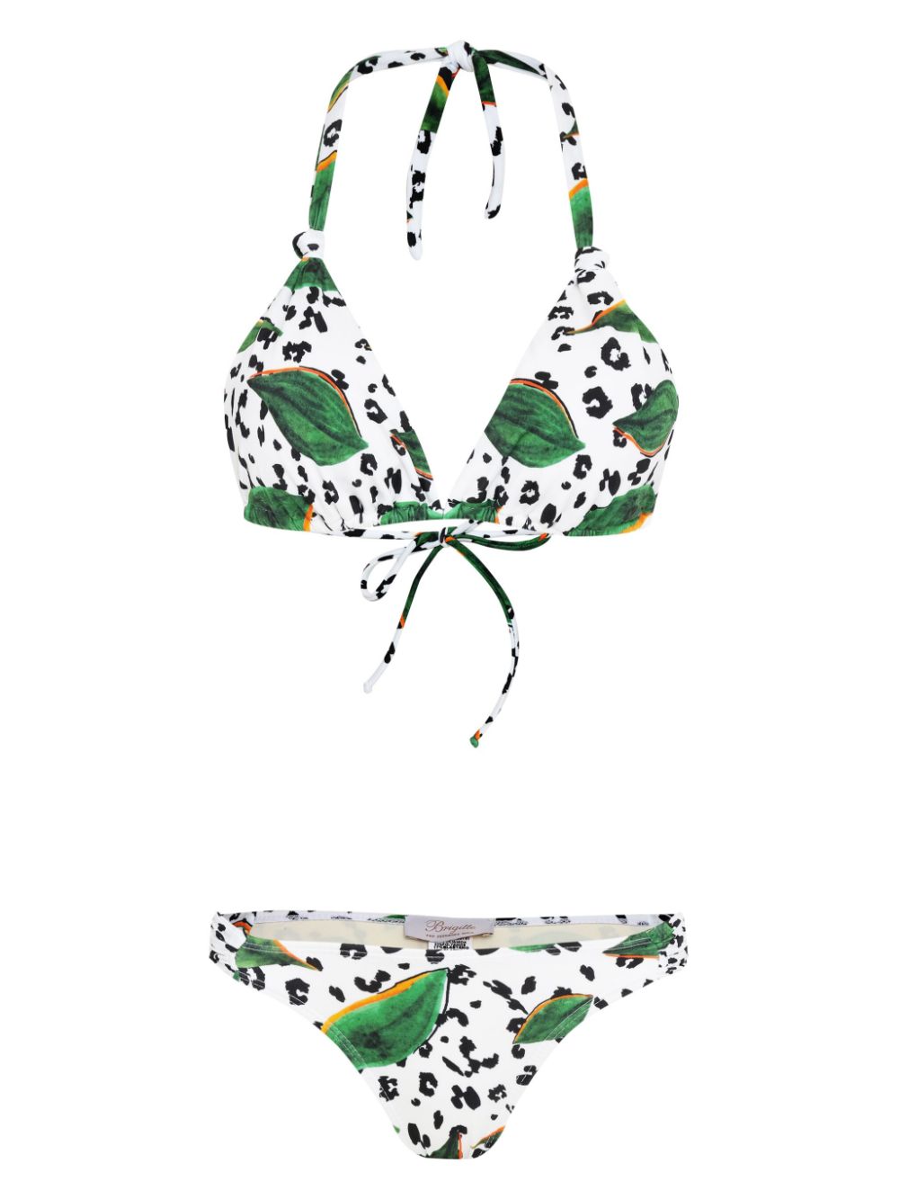 Leaf-print bikini set - White