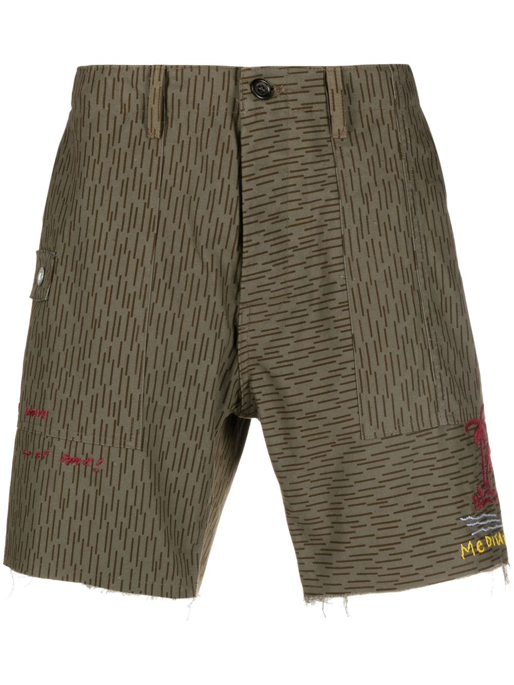 Stripe-pattern cotton shorts - Green