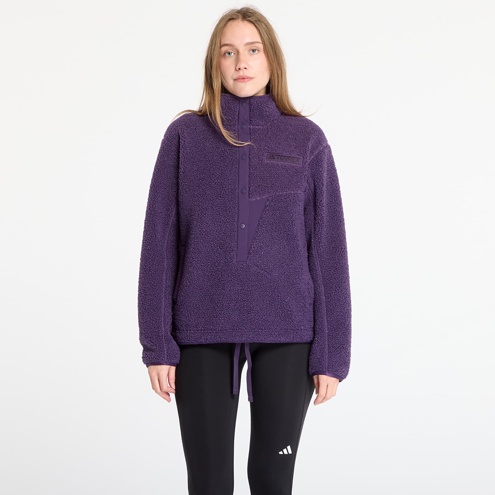 Sweatshirt adidas Terrex Xploric High Pile Fleece Pullover Sweatshirt Aurora Plum/ Semi Flash Aqua