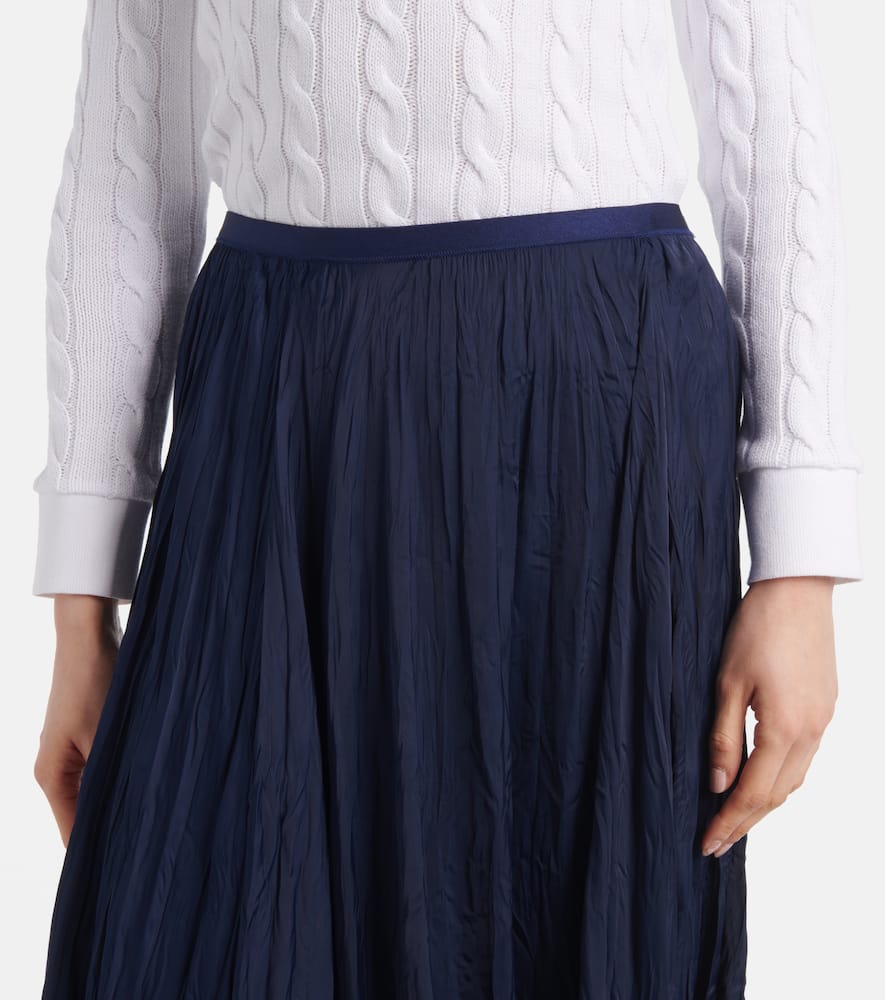 Crushed satin midi skirt