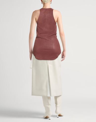 Woman Tank top Chocolate brown Size 4 Lambskin, Cotton, Elastane