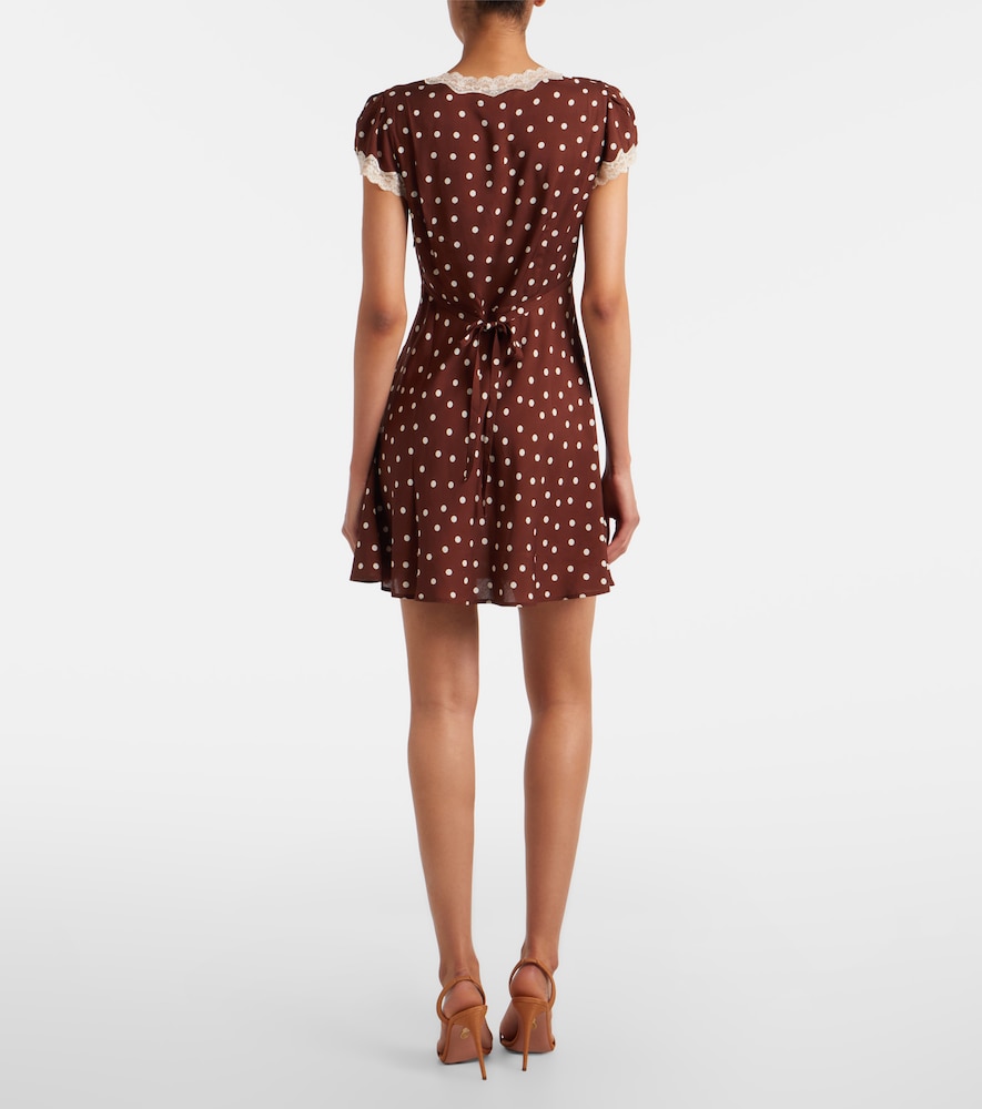 Cely lace-trimmed polka-dot minidress