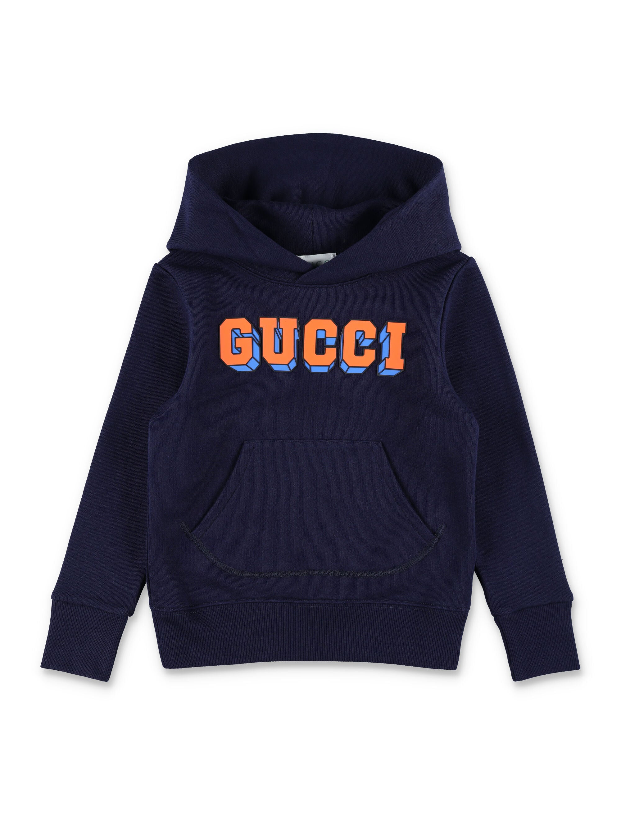Kids Sweatshirt with Fixed Hood and Logo Lettering on the Front