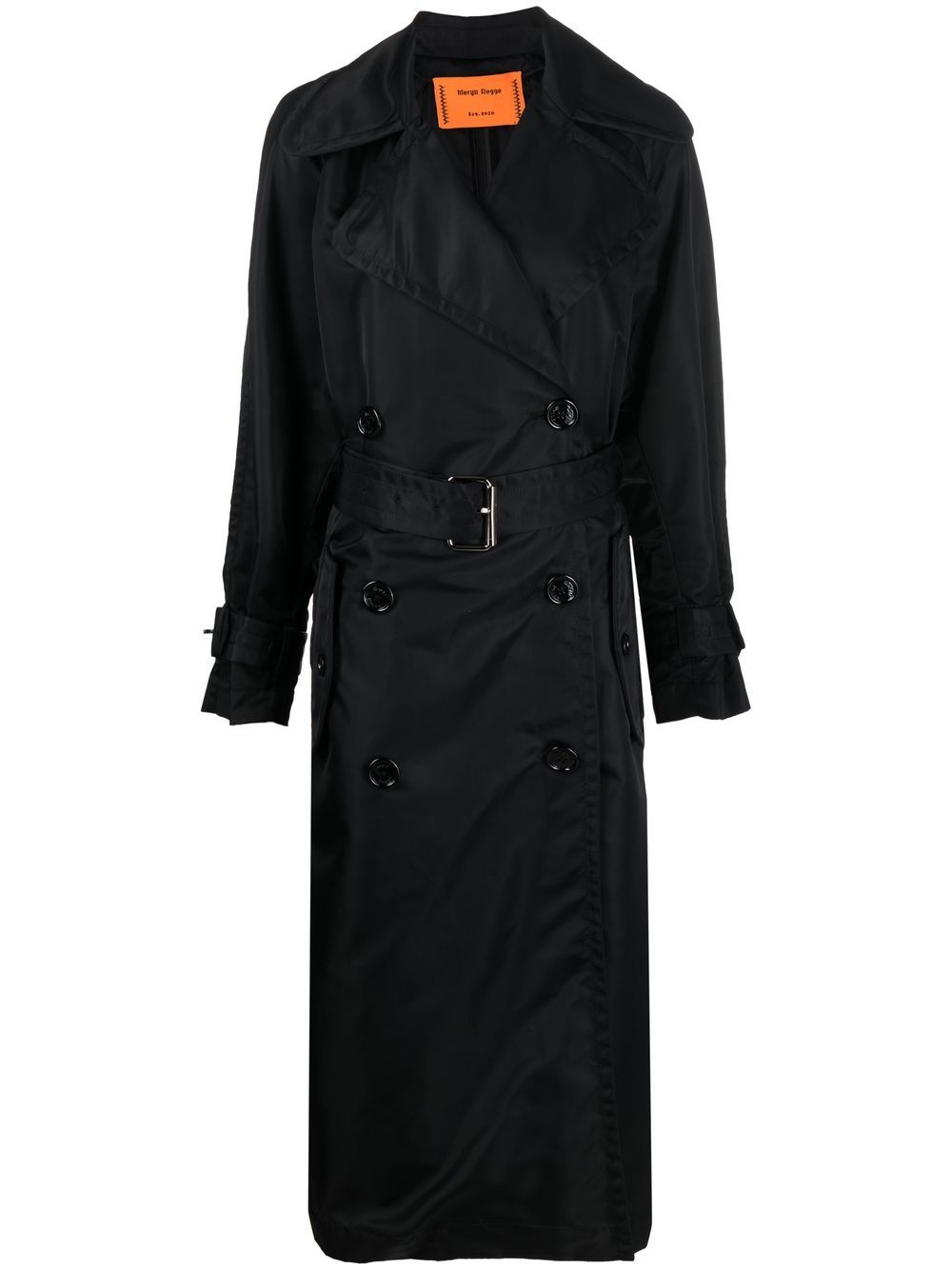 Belted double-breasted trench coat - Black