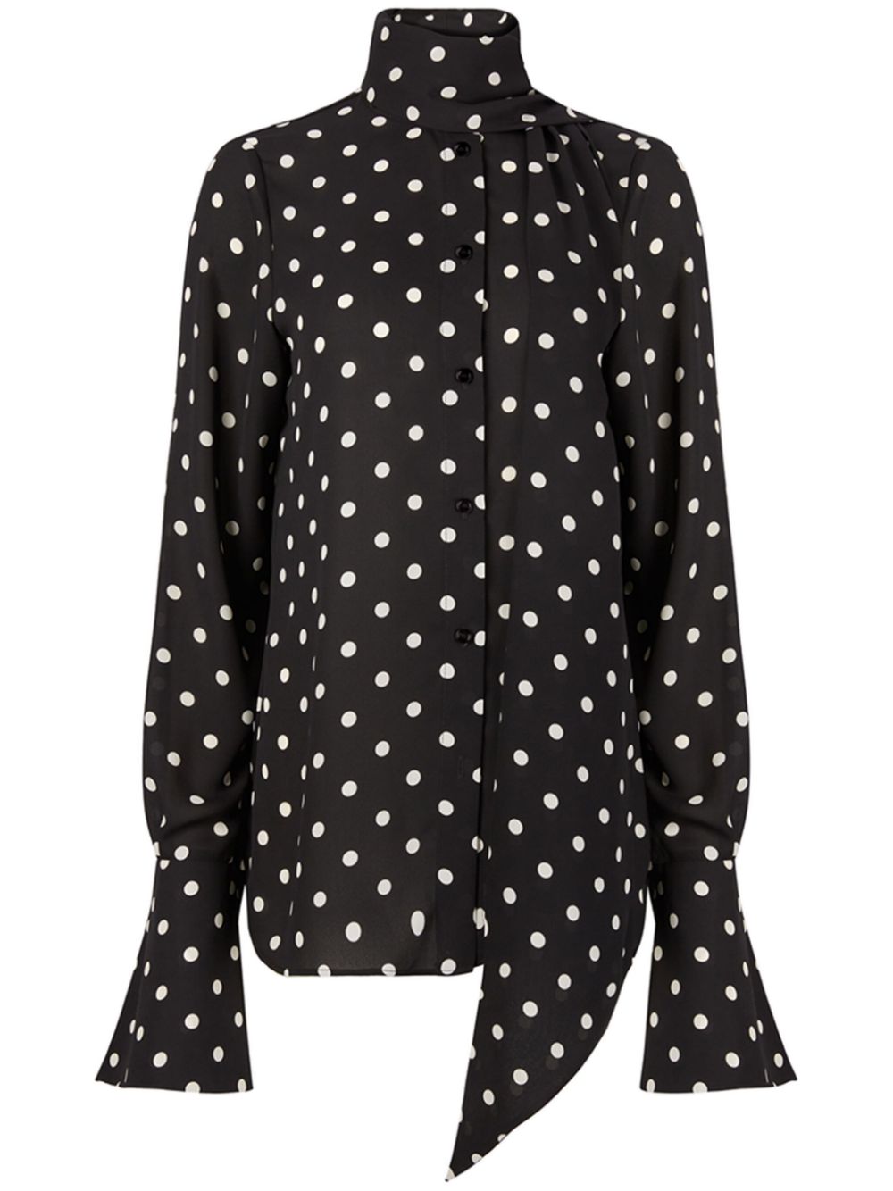 Polka-dot pussy-bow shirt - Black