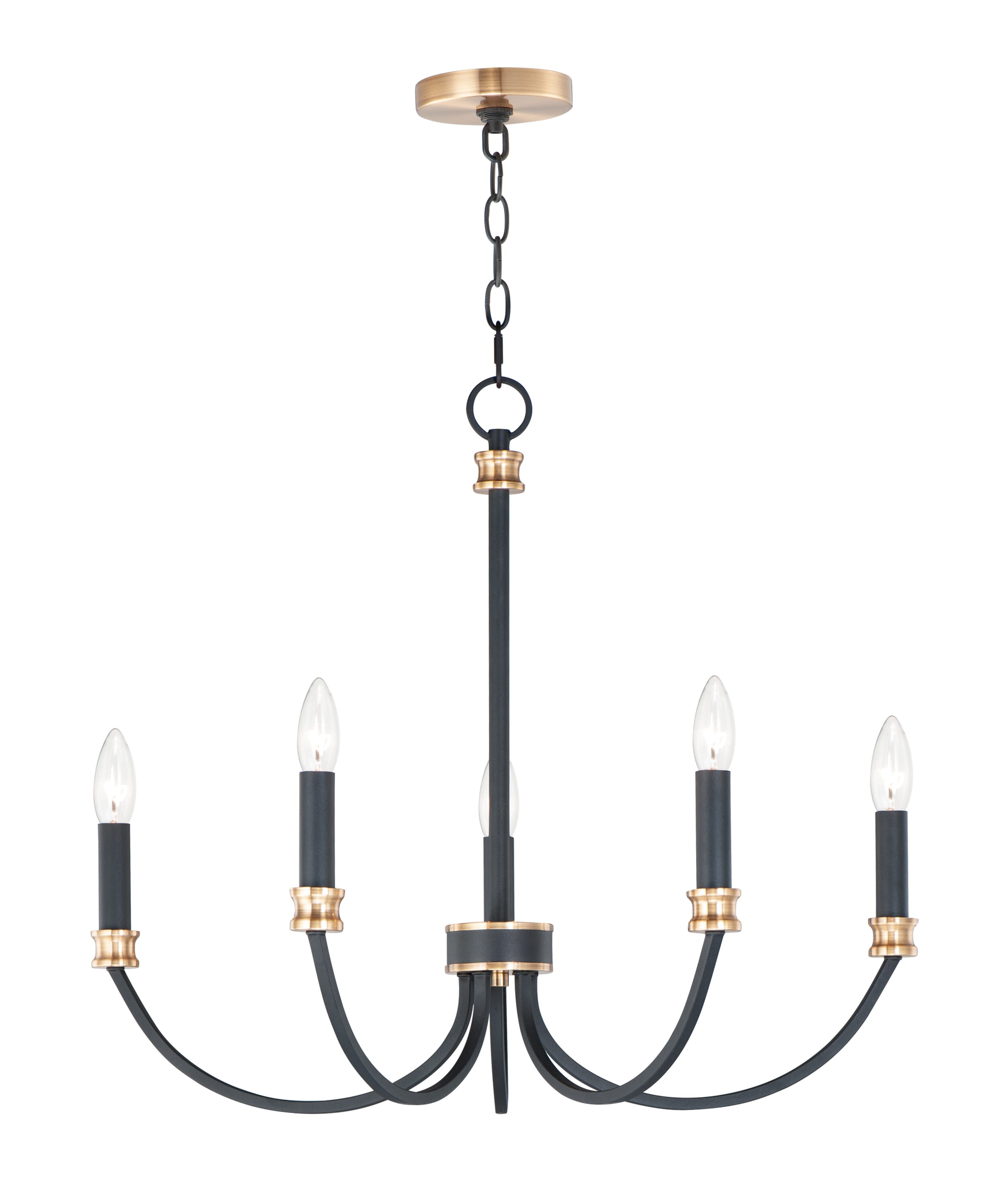 Maxim Charlton 5-Light Transitional Chandelier in Black and Antique Bra