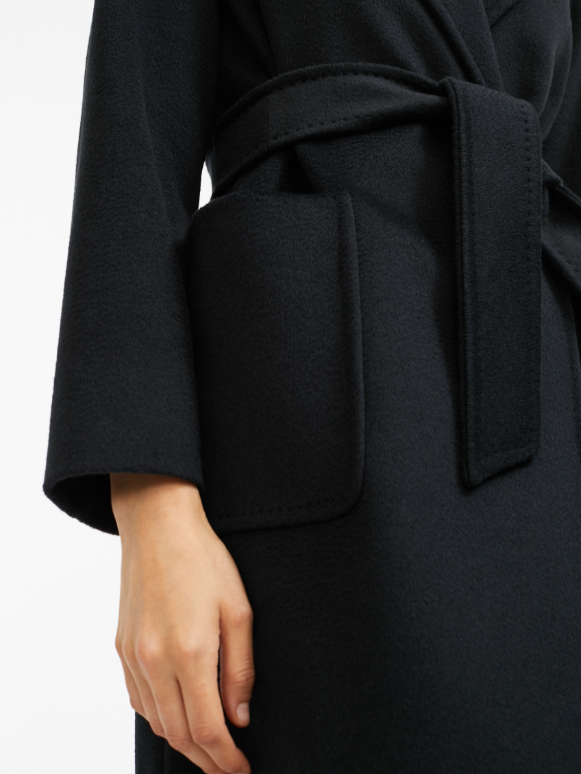 Navy Blue Rialto Camel Wool Robe Coat