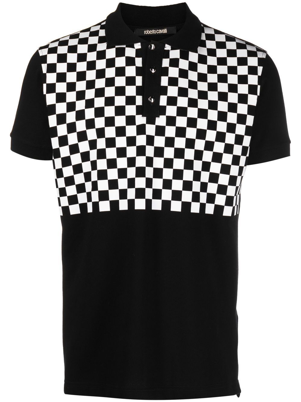 Checkerboard-print polo shirt - Black