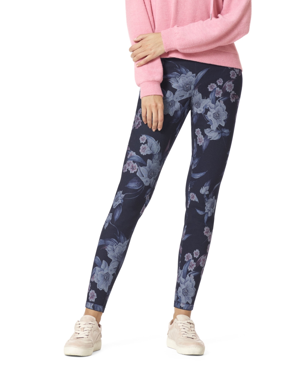 Women's Reversible Denim High Rise Leggings - Tonal Floral