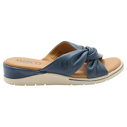 Born Mya Knotted Twist Leather Slide Sandal - White