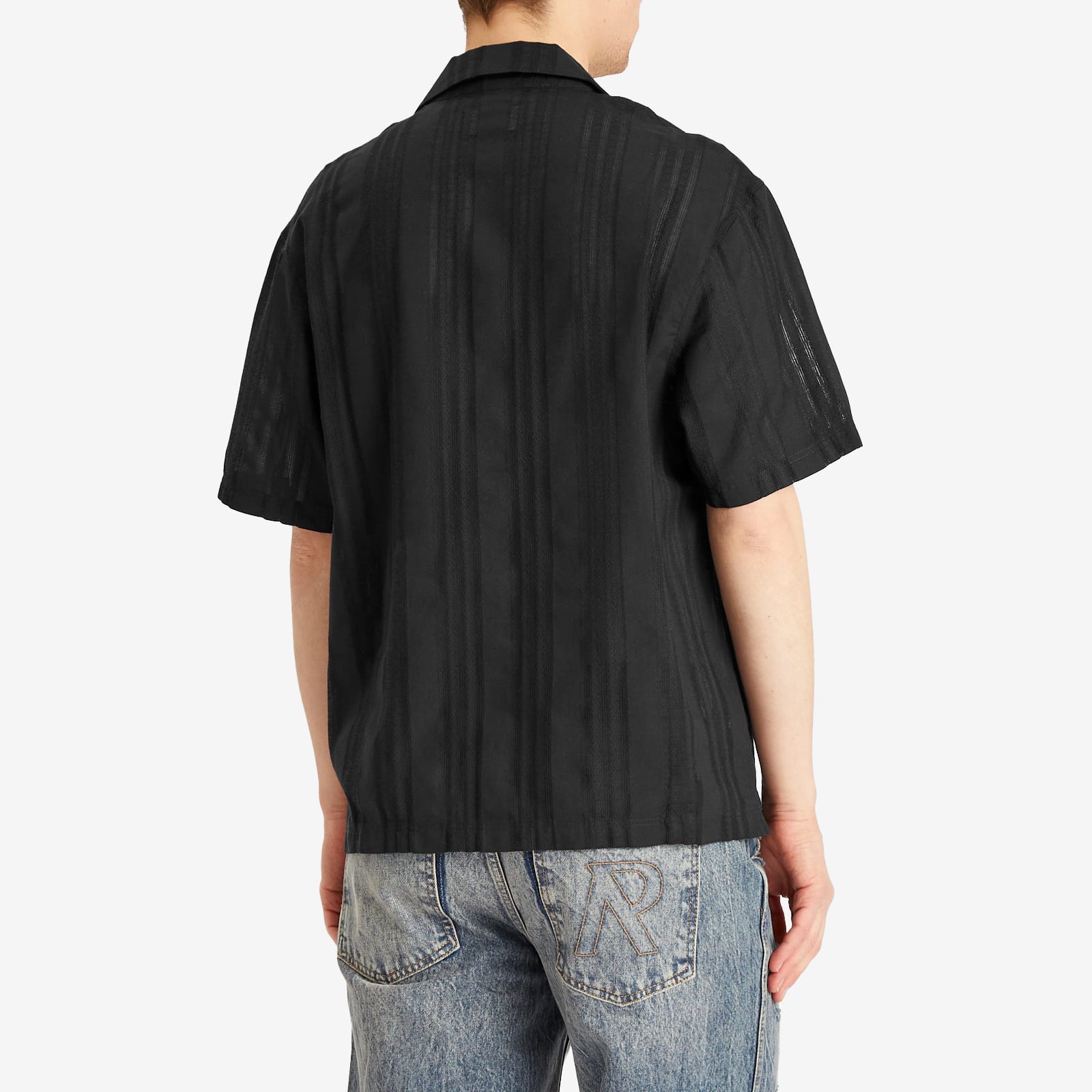 Represent Men's Embroidered Bowling Shirt in Jet Black