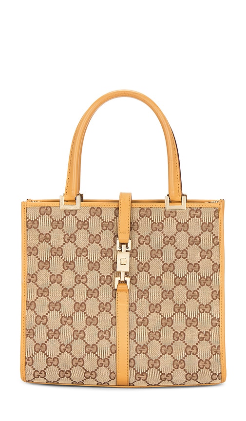 FWRD Renew Gucci Bardot Tote Bag in Beige