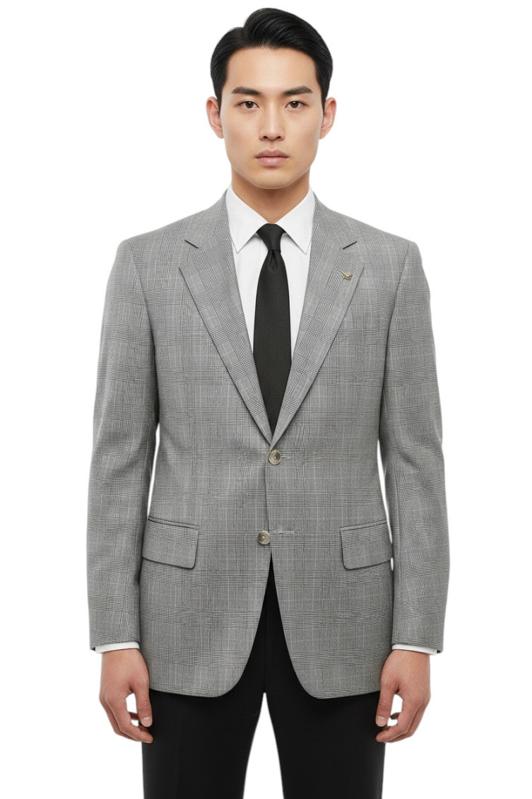 Grey Notched Lapel Blazer