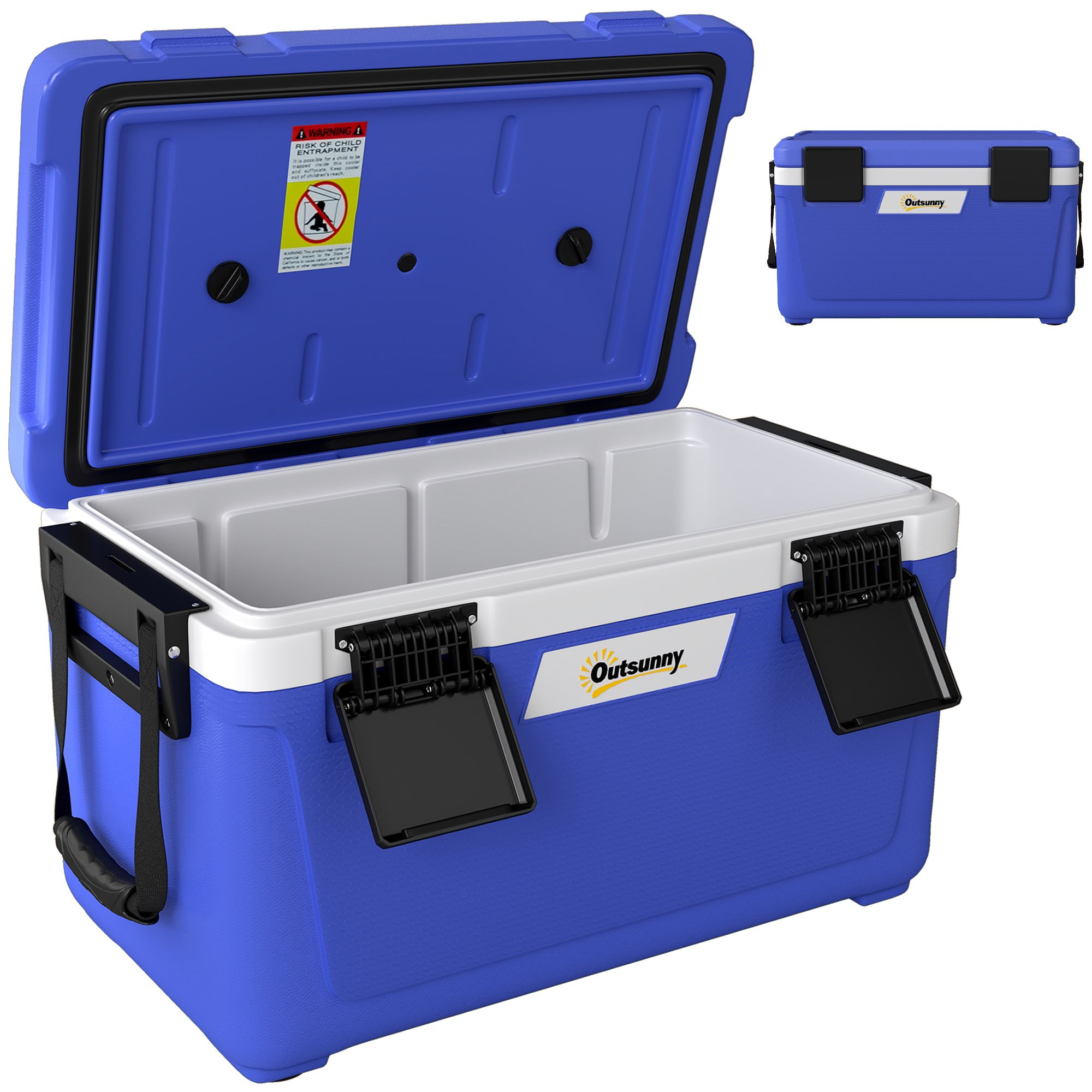Outsunny 42.6L Insulated Cool Box, Portable Ice Cooler With Handle In Dark Blue