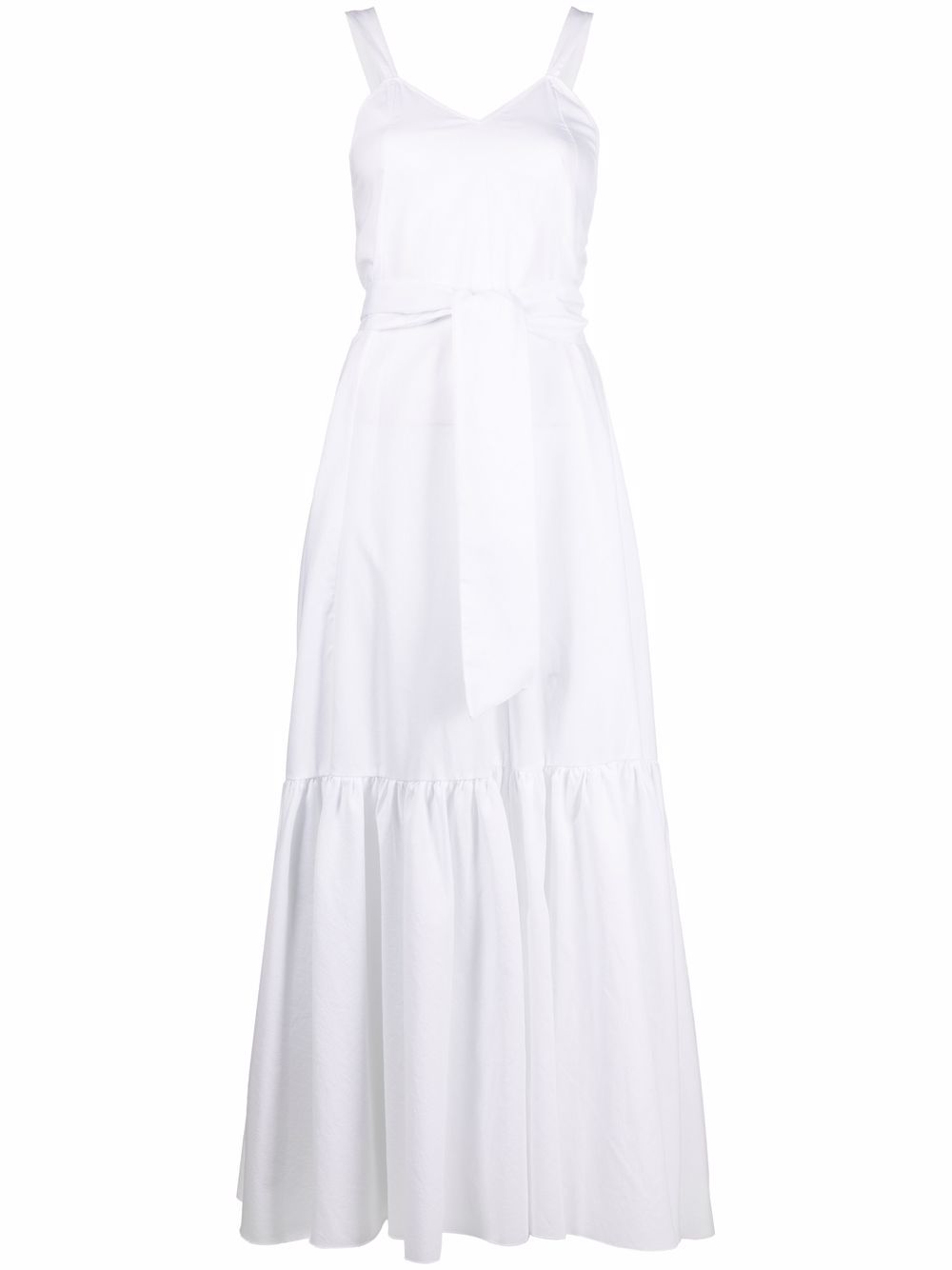 Panelled tied-waist dress - White