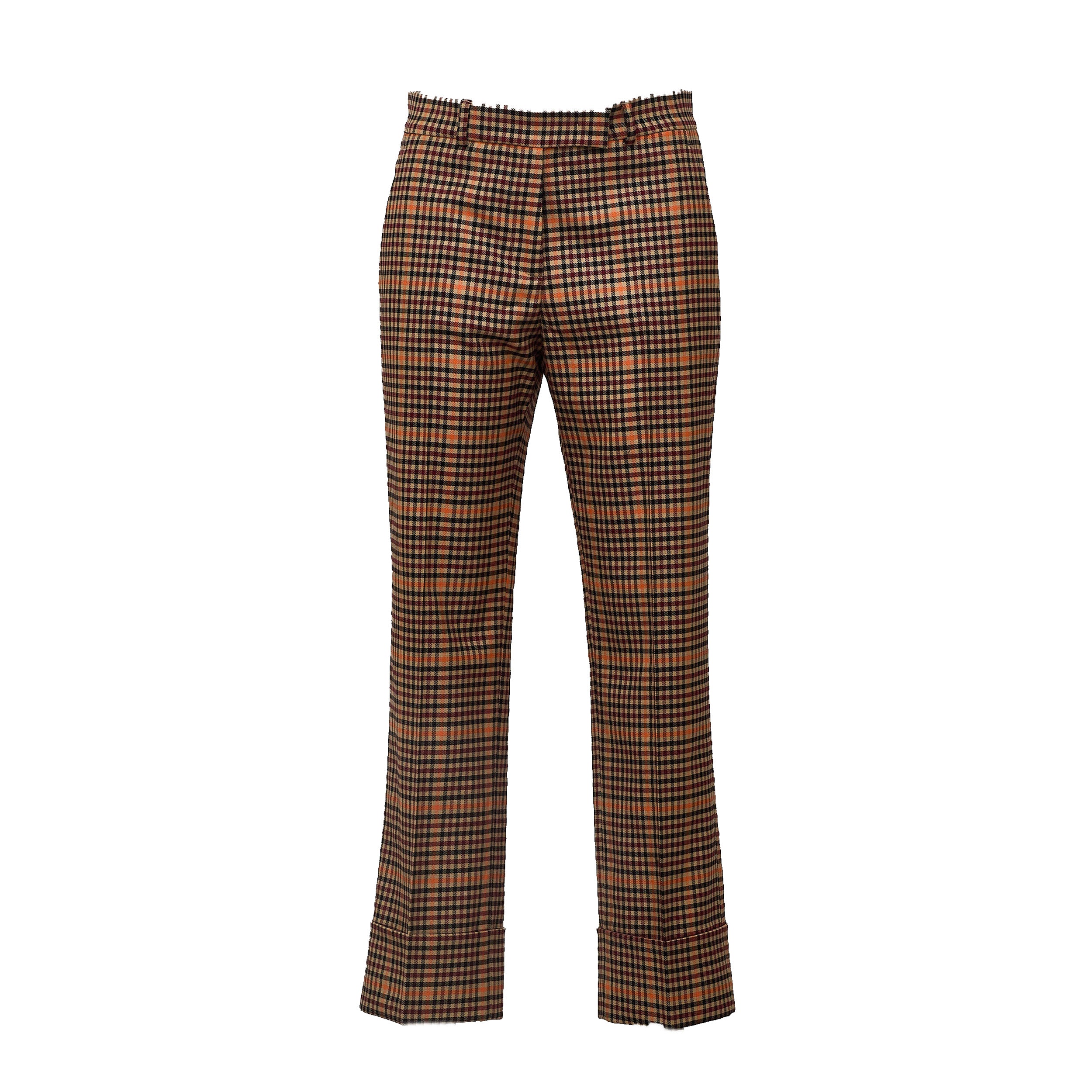 Maura Z Checkered Cuffed Straight-Leg Pants