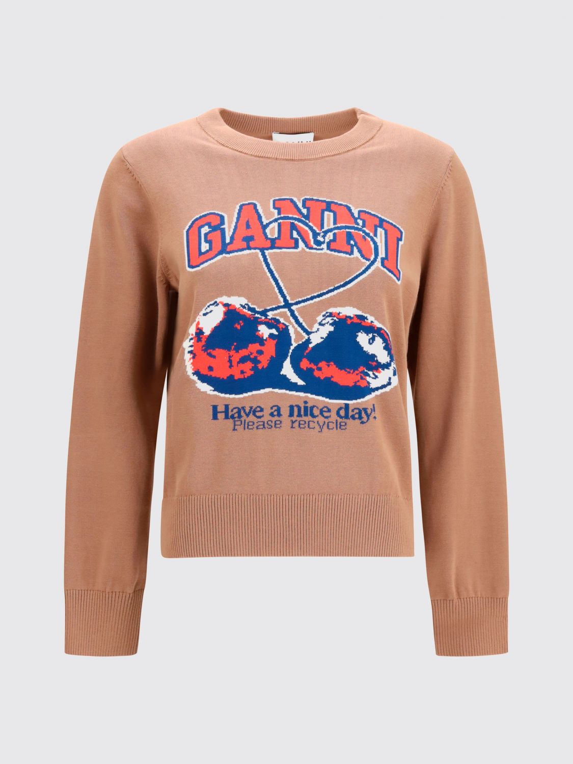 Contrast Jacquard Logo Cotton Crewneck Jumper