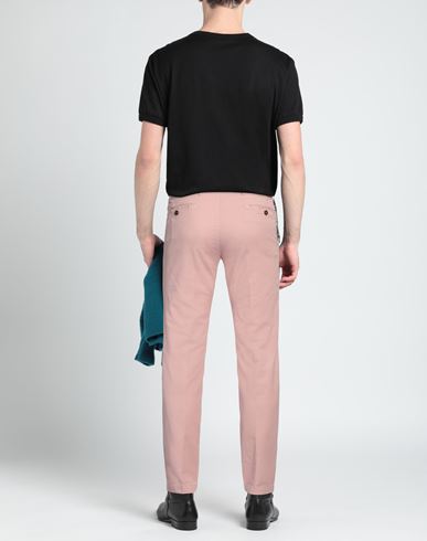 Man Pants Pink Size 38 Cotton, Linen, Elastane