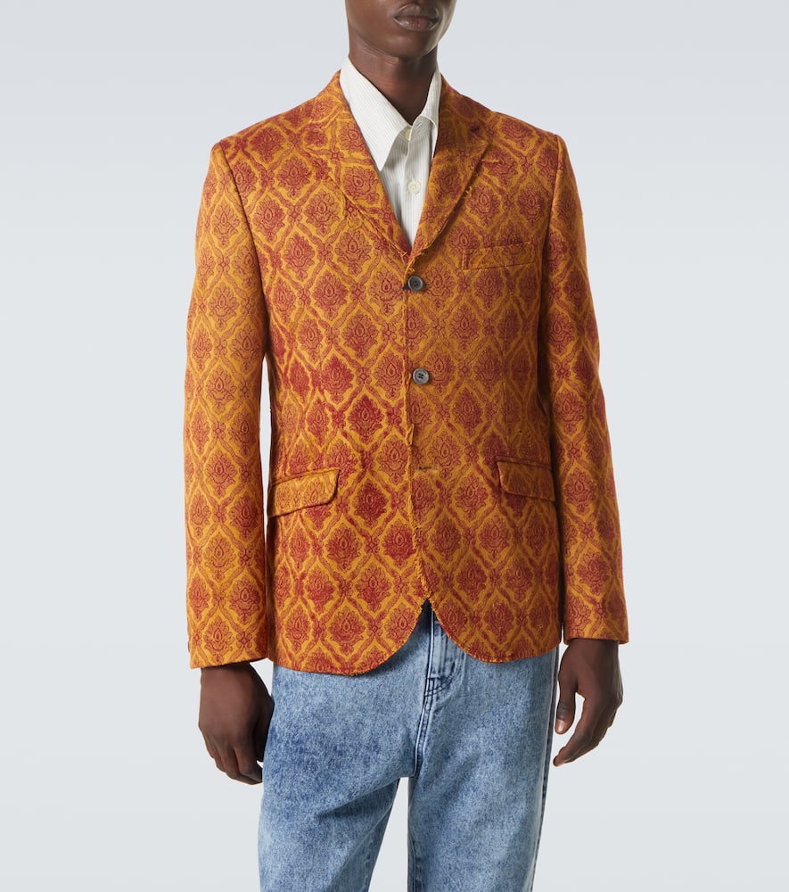 Floral single-breasted jacquard blazer