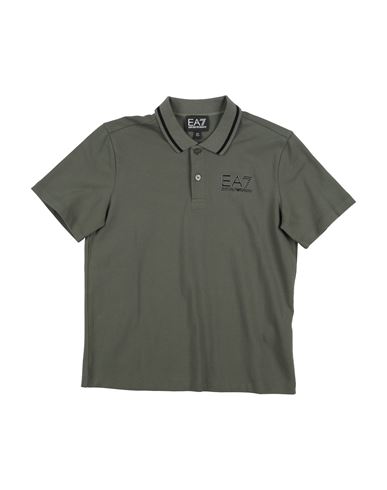 Kid Boy Polo shirt Military green Size 16 Cotton, Elastane