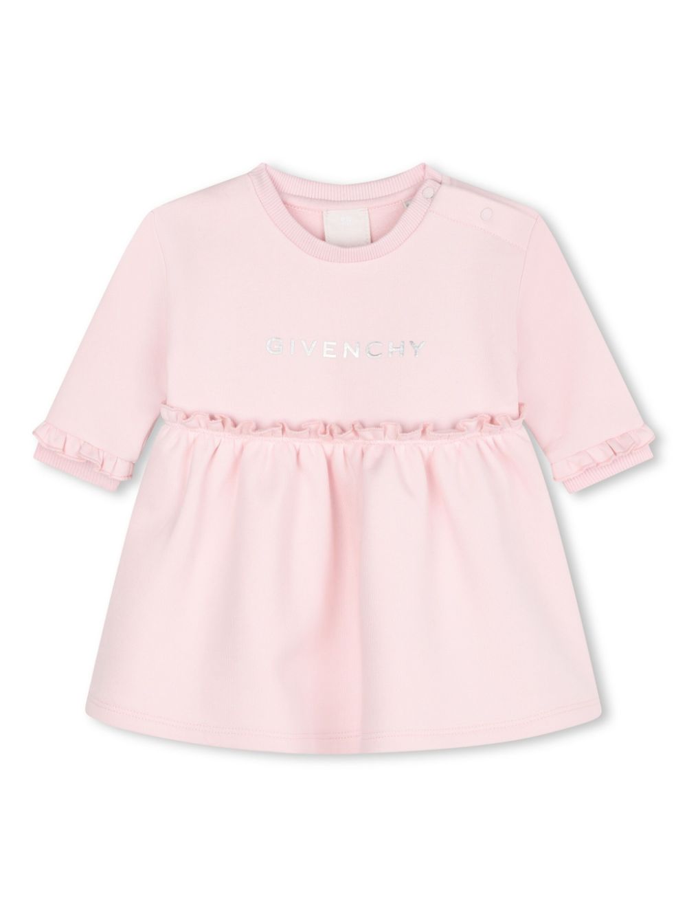 Logo-print long-sleeved dress - Pink