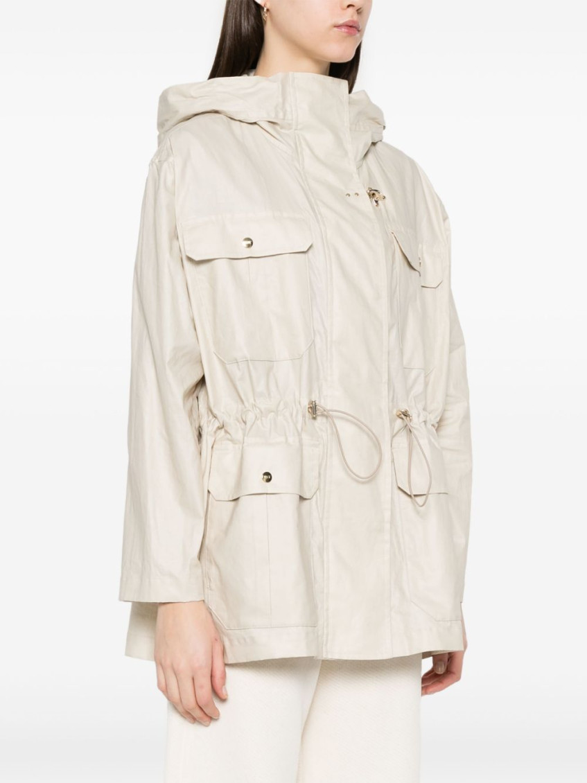 - Linen And Cotton Blend Parka Coat